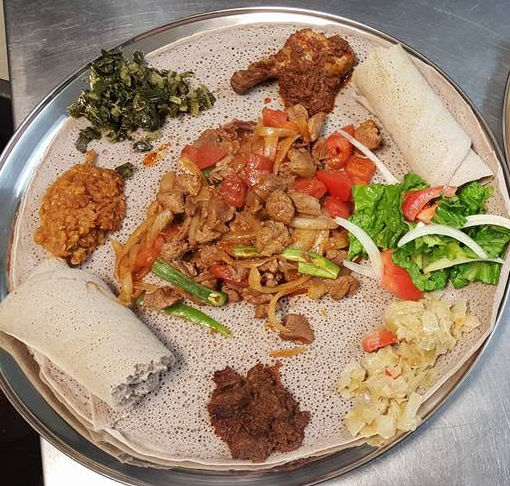 Ethiopian injera spread